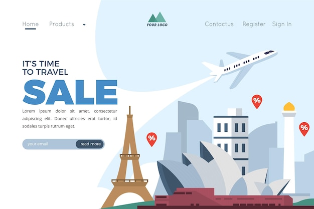 Free Vector Travel Sale Landing Page Template