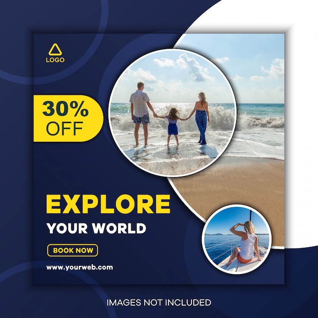 Premium Vector | Travel social media post template