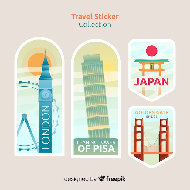 Travel sticker collection Free Vector