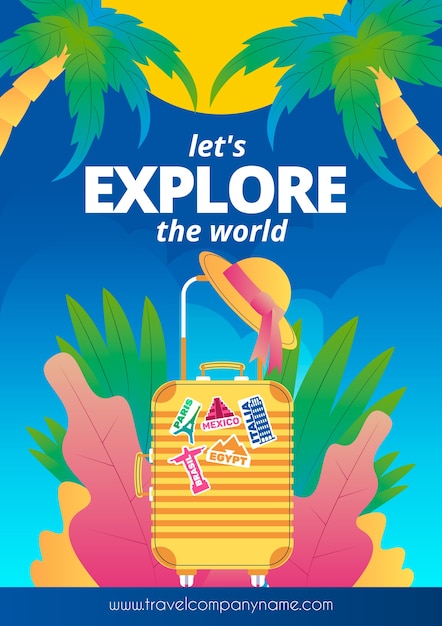 旅行の世界のポスターデザインのイラスト 無料のベクター