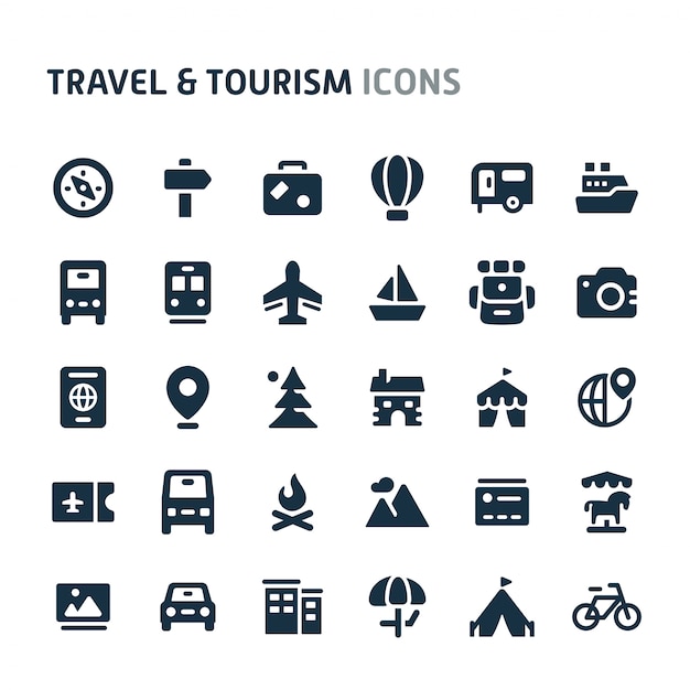 Premium Vector Travel Tourism Icon Set Fillio Black Icon Series