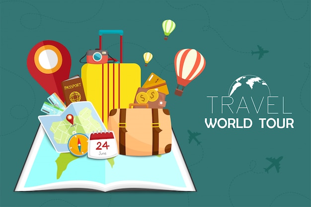 Travel and tourism illustration Premium Vector