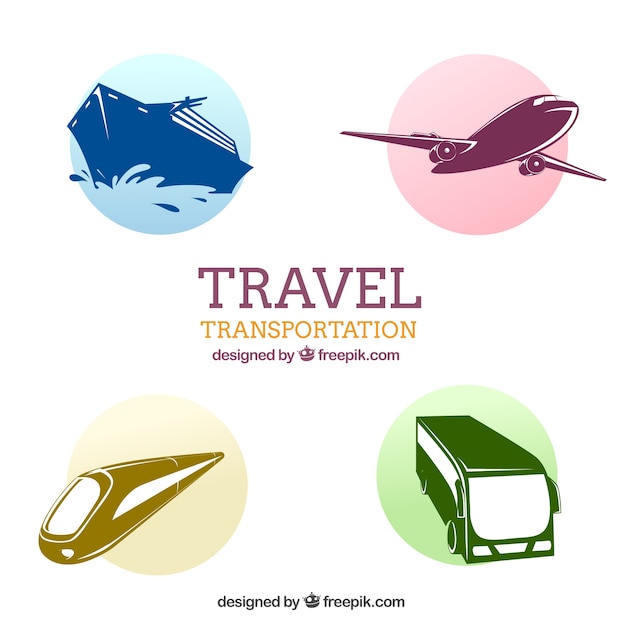 Travel transportation icons pack
