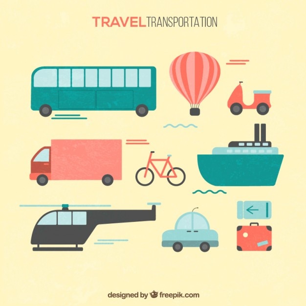 Travel transportation in flat design