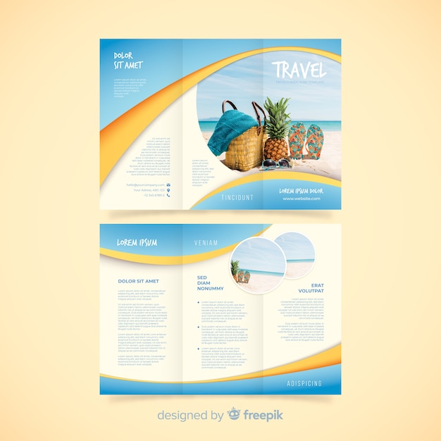 Free Vector | Travel trifold brochure template