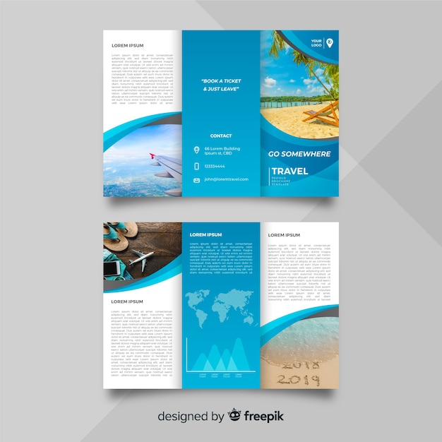 Travel trifold brochure template | Free Vector