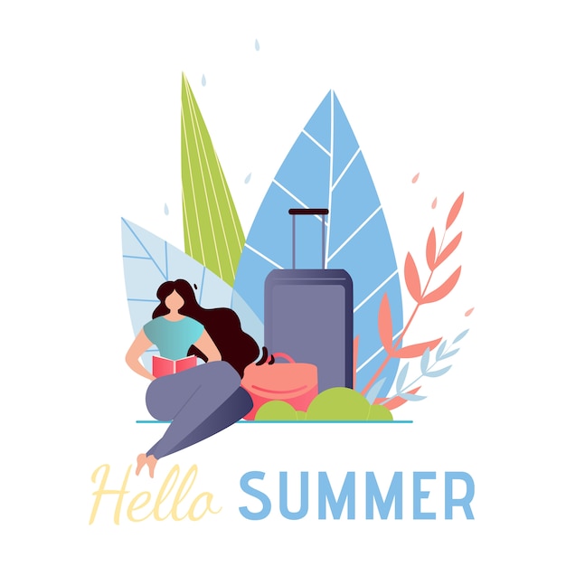 Download Travel vertical banner. hello summer greeting Vector | Premium Download
