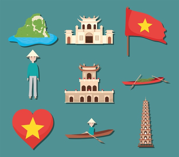 Premium Vector | Travel vietnam icon collection