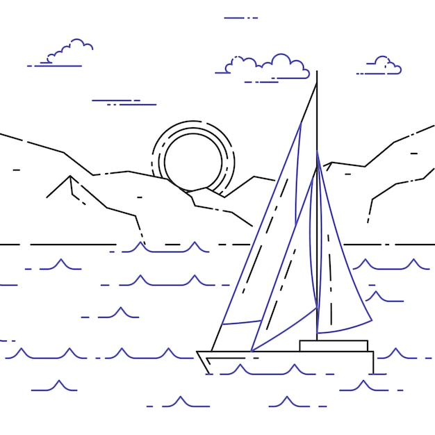 Premium Vector | Traveling horizontal banner with sailboat