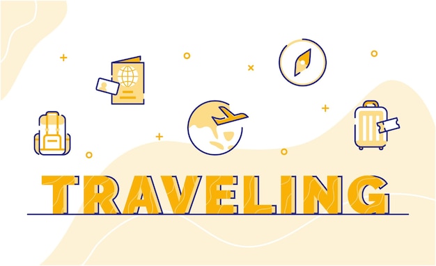 Premium Vector | Traveling typography word art background