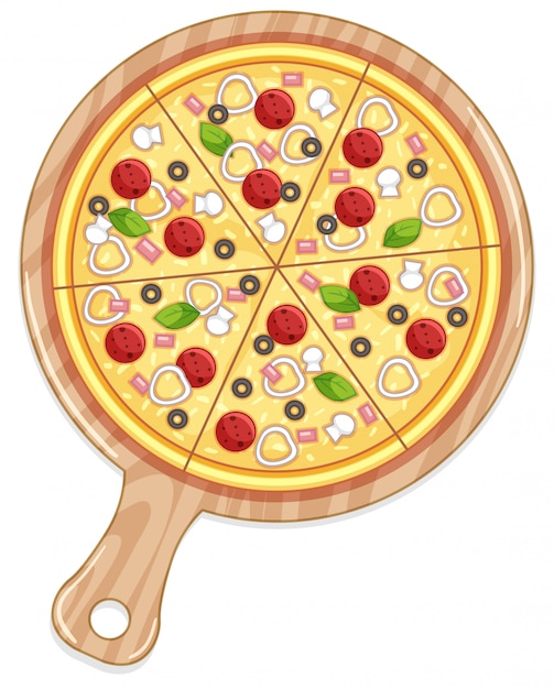 肉と野菜のトッピングのピザのトレイ 無料のベクター