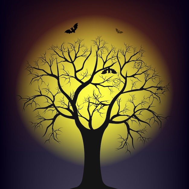 Tree against the moon Vector | Premium Download