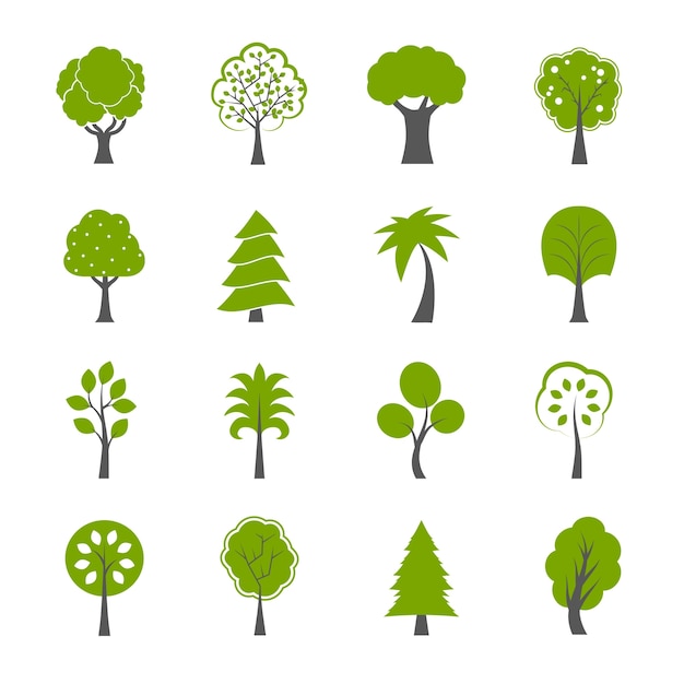 Tree designs collection Vector Free Download