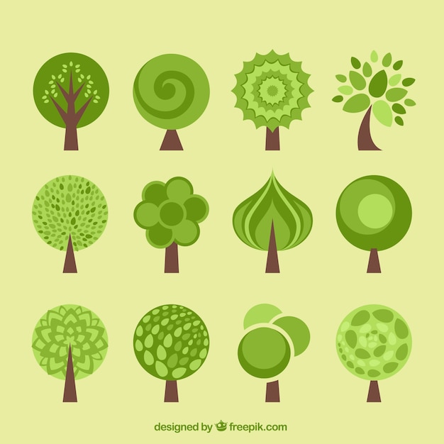 Download Premium Vector | Tree icons collection in flat design style