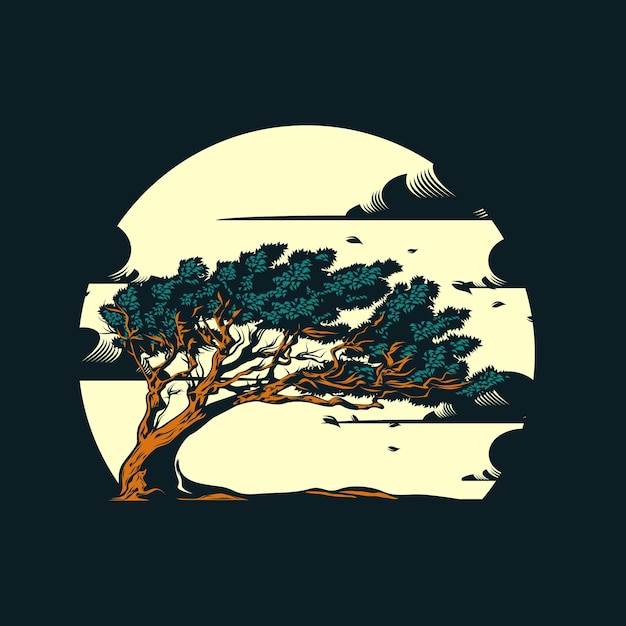 Premium Vector Tree Illustration With Solid Color