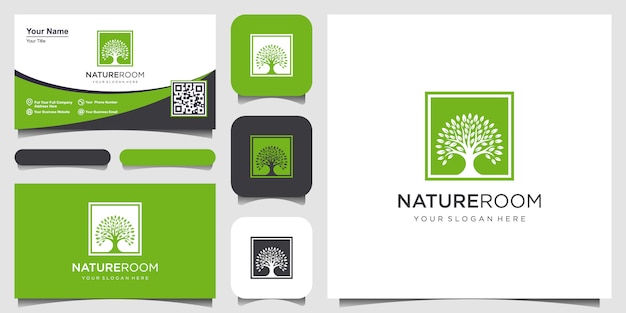 Download Free Tree Logo With Square Concept Design Elements Green Garden Logo Template And Business Card Design Premium Vector Use our free logo maker to create a logo and build your brand. Put your logo on business cards, promotional products, or your website for brand visibility.