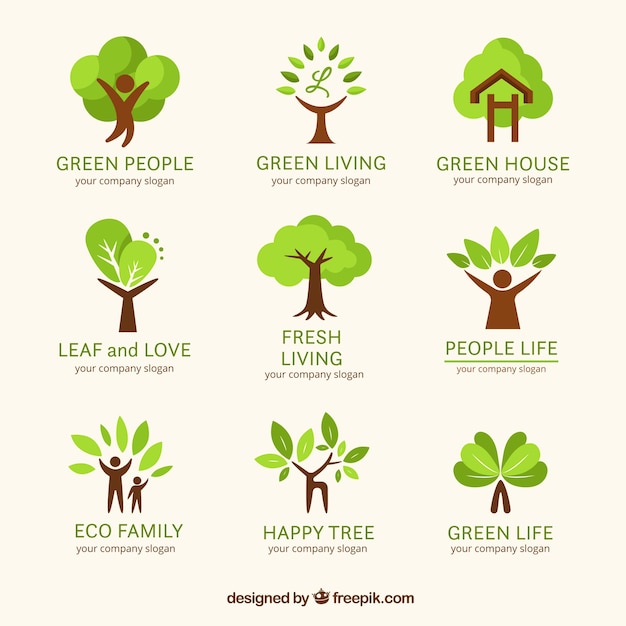 Free Vector | Tree logos collection in flat style