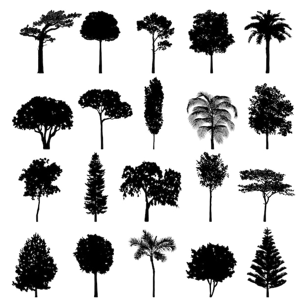 Download Free Vector | Tree silhouette collection