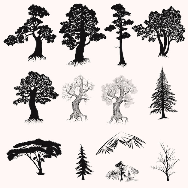 Download Premium Vector | Tree silhouettes collection