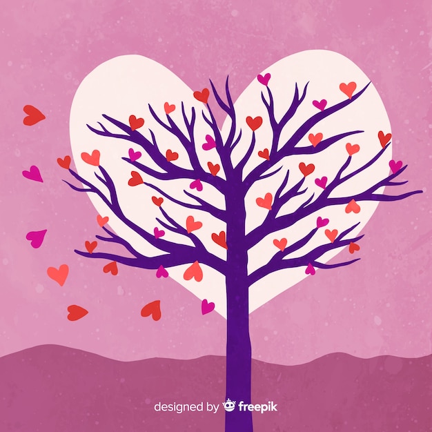 Free Vector Tree Valentine S Day Background