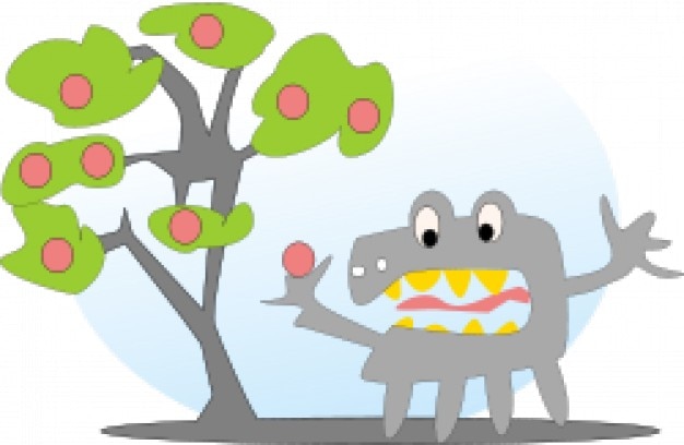 Tree with apples and a monster