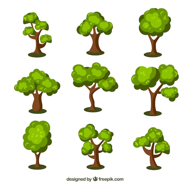 Trees collection in 2d style | Free Vector