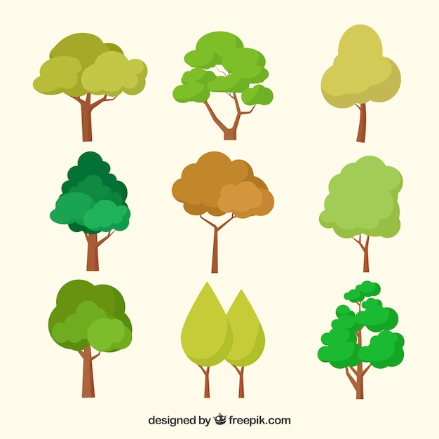 Free Vector Trees Collection In Flat Style