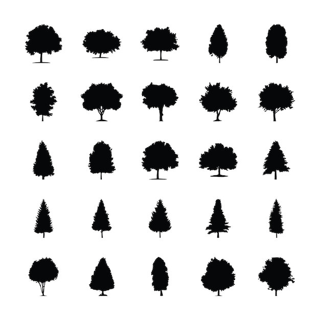 Premium Vector | Trees solid pictograms