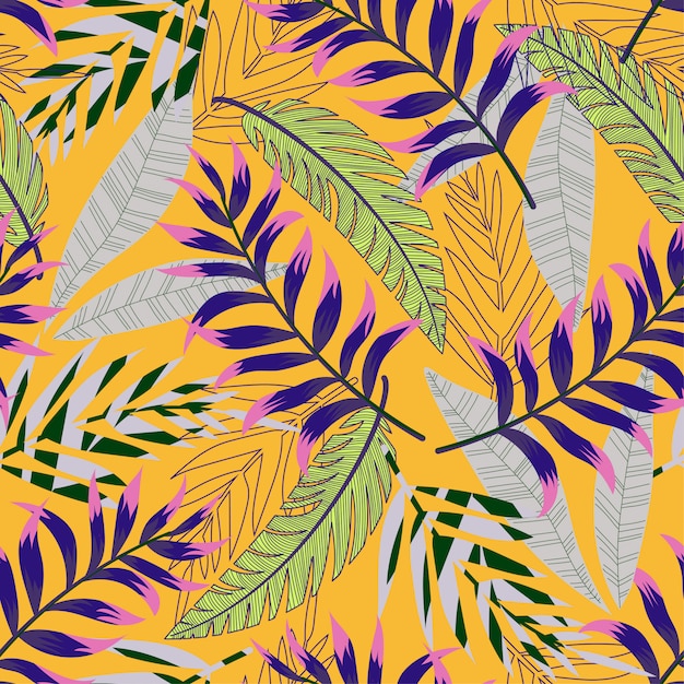 Premium Vector | Trend abstract tropical seamless pattern with bright ...