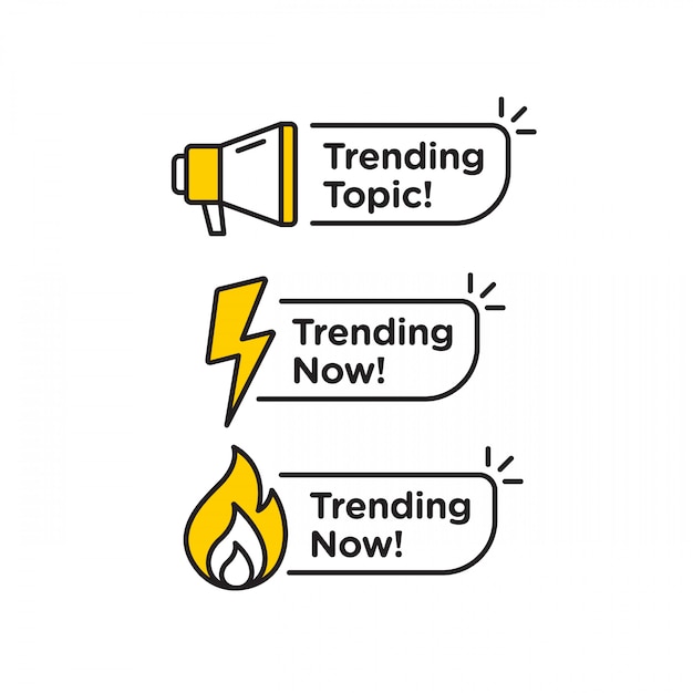 Trending topic vector logo icon or symbol set with black yellow line element suitable for social med