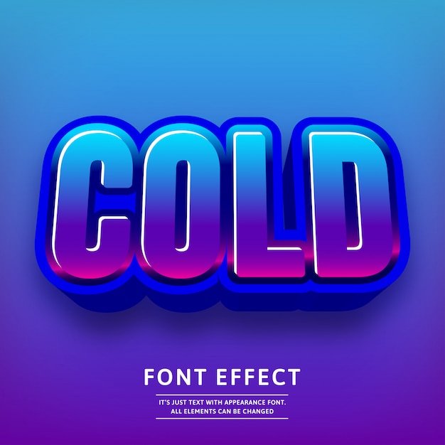 Download Trendy 3d cold text effect Vector | Premium Download