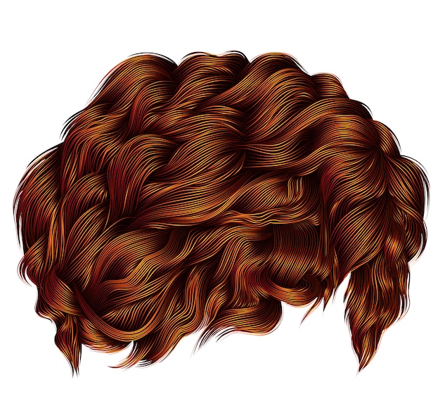 Premium Vector | Trendy curly hairs red ginger redhead . medium length ...