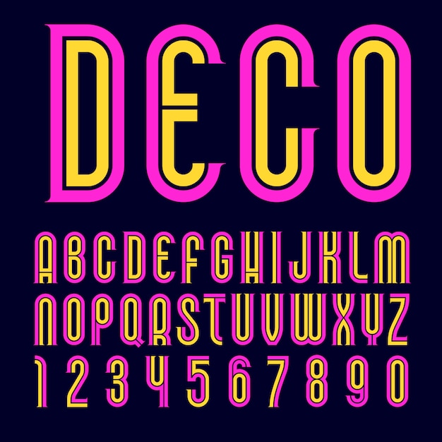 トレンディなフォント デコアルファベット あなたのためのカラフルな文字デザイン プレミアムベクター