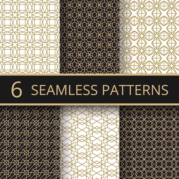 Premium Vector | Trendy gold geometric seamless vector patterns with ...