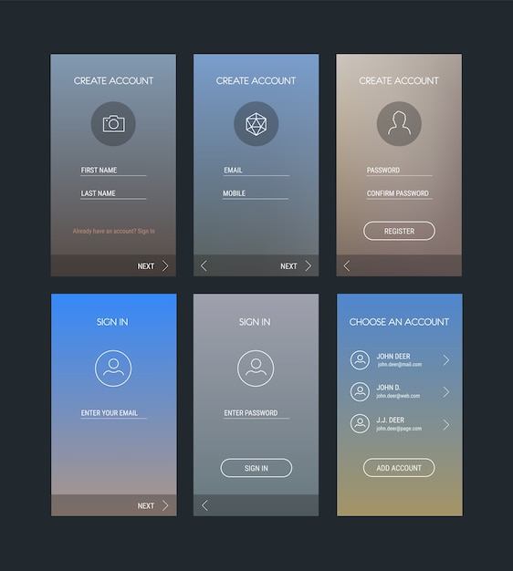 Premium Vector | Trendy responsive mobile ui templates of login and ...