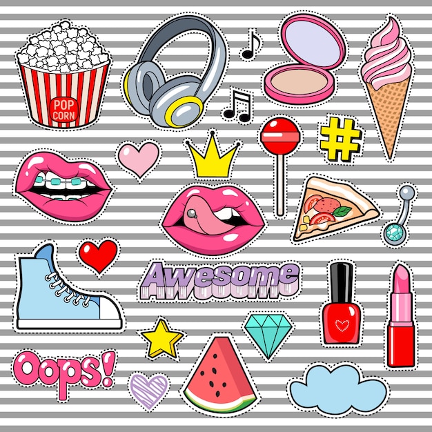 Premium Vector | Trendy stickers heart