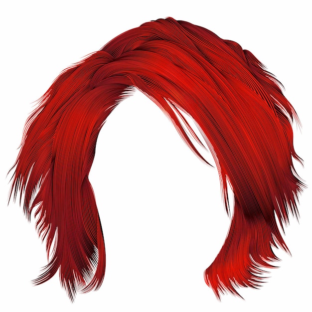 Premium Vector | Trendy woman disheveled hairs red colors. realistic 3d