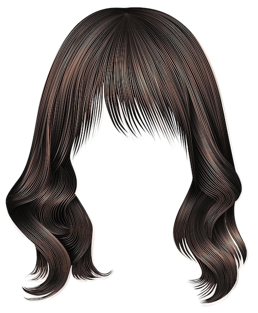 Premium Vector | Trendy woman long hairs brunette dark brown colors ...