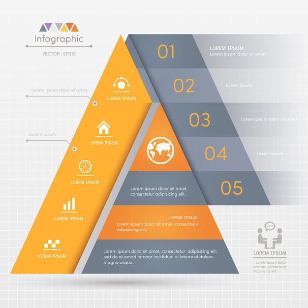 Premium Vector | Triangle infographics design template with business icons