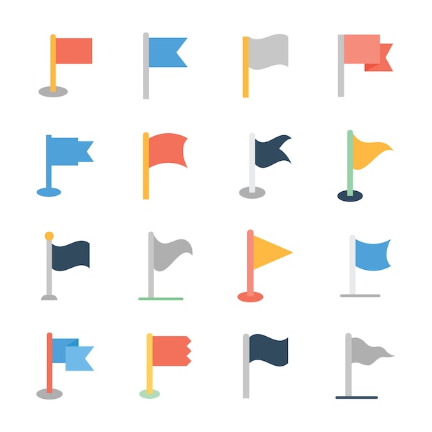 Download Triangular flag flat icons pack | Premium Vector