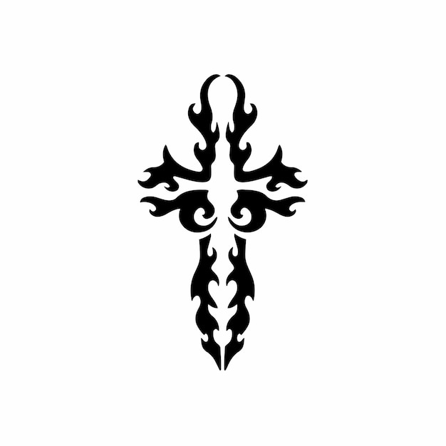 Premium Vector | Tribal christian cross logo tattoo design stencil ...