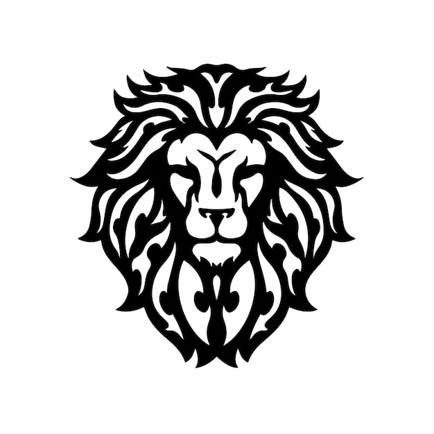 Premium Vector | Tribal lion head logo tattoo design stencil vector ...