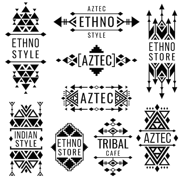 Premium Vector | Tribal old mexican vector ornaments