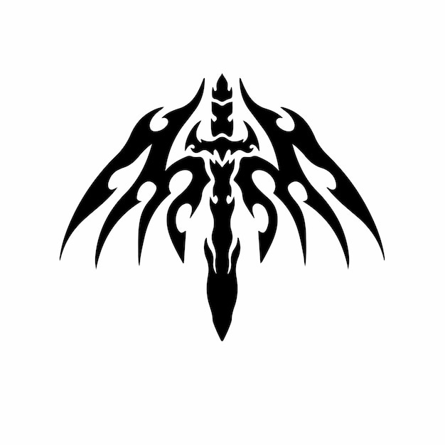 Premium Vector | Tribal sword with wings logo tattoo design stencil ...