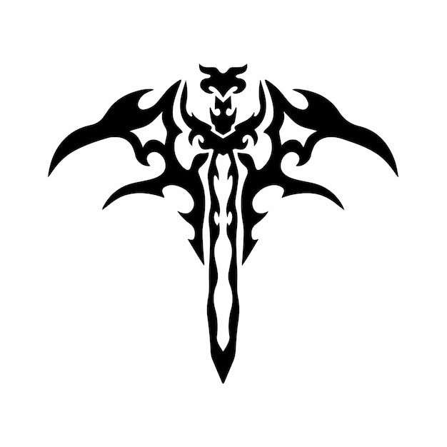 Premium Vector | Tribal sword with wings logo tattoo design stencil ...