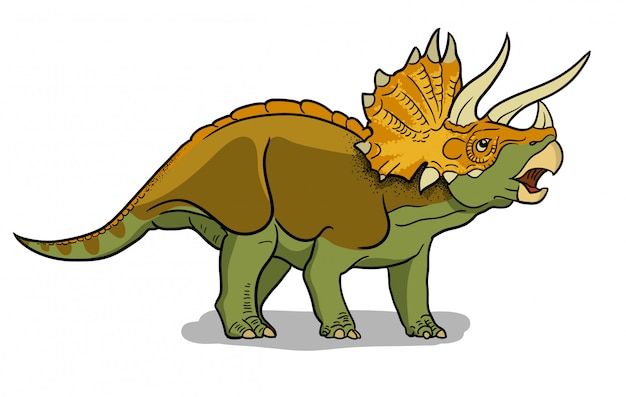 漫画のスタイルのトリケラトプス恐竜イラスト プレミアムベクター