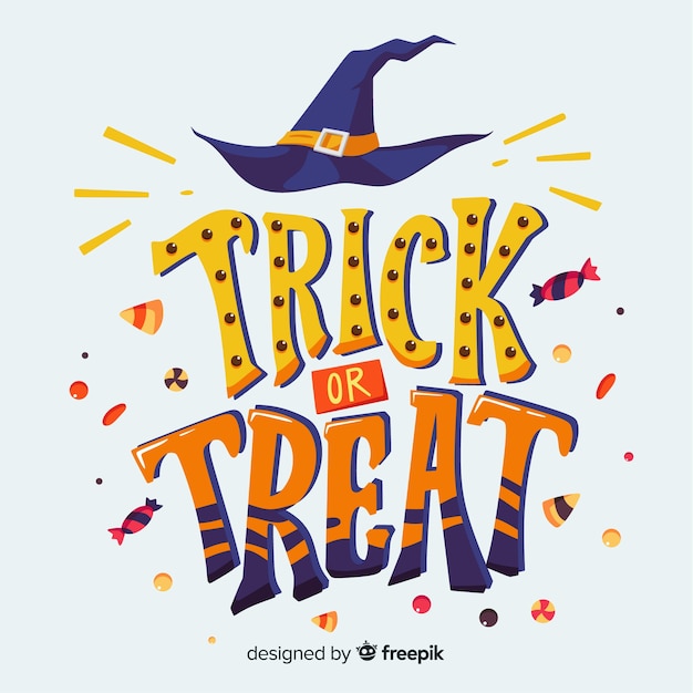 Download Free Vector | Trick or treat halloween lettering design