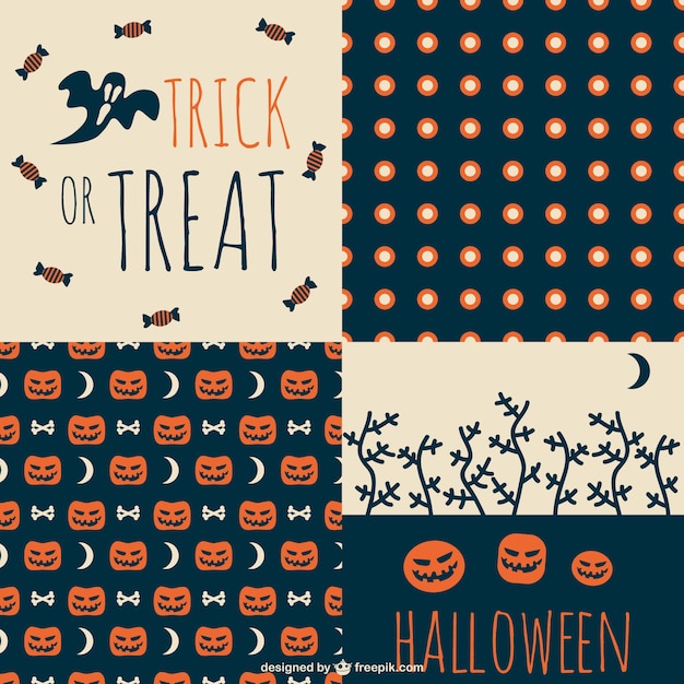 Trick or treat halloween pattern set Vector | Free Download