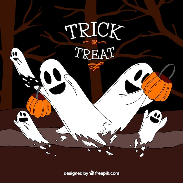 Free Vector | Trick or treat with ghosts