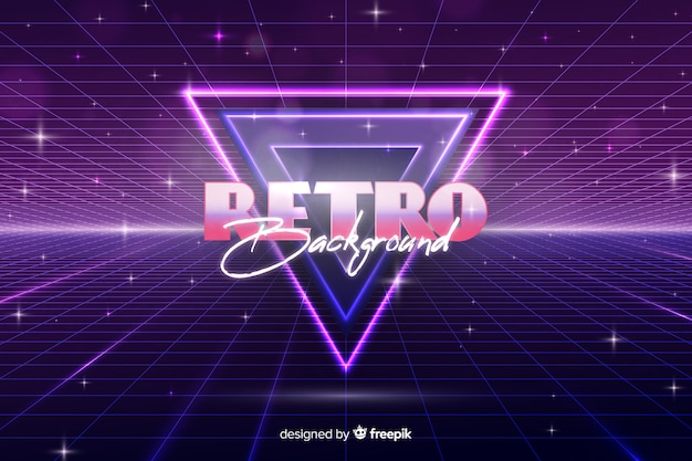 Tridimensional geometric retro futuristic background Free Vector